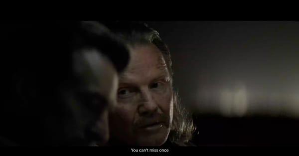 Scene from the movie Heat where the character of Nate (Jon Voight) tells Neil McCauley (Robert DeNiro), "You can't miss once."